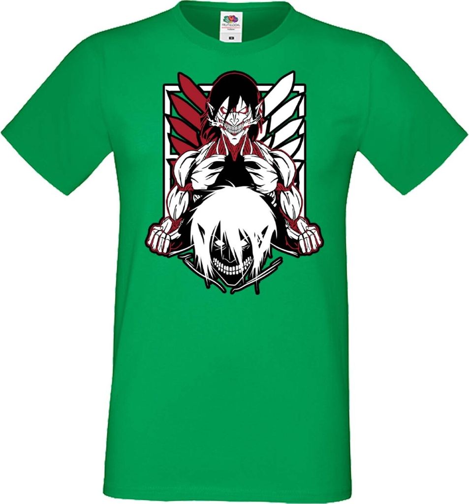 Herren T-Shirt Anime Manga Attack Anime On Titan 05 Puppet Titan, Man XL / Grün