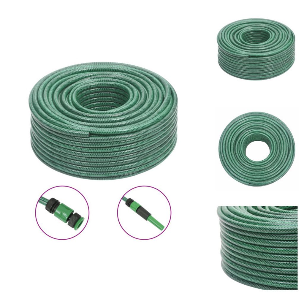 vidaXL Gartenschlauch mit Armaturen-Set Grün 0,6" 100 m PVC - Gartenschläuche
