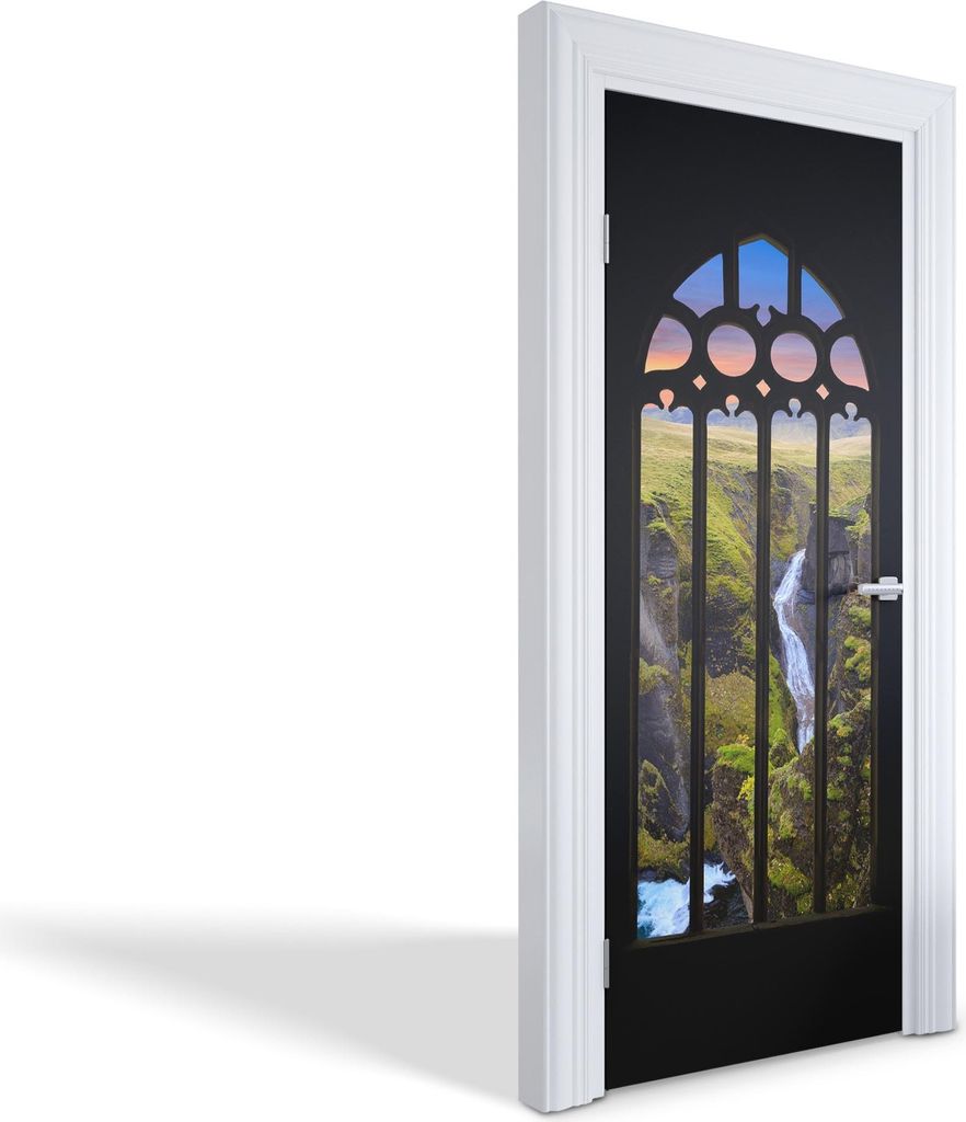 Wandtattoos Türen Selbstklebende Wandsticker Türtapeten - Gotisches Fenster der Natur - 75 x 205 cm