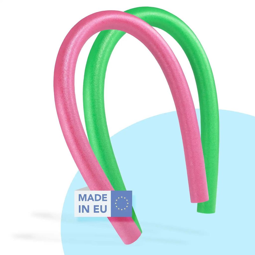 WEKOFUN 2er Set Schwimmnudel 160 cm Poolnudel für Kinder & Erwachsene – Wassernudel für Badespaß & Aqua Fitness, PE-Schaum – Farbe: Pink & G...