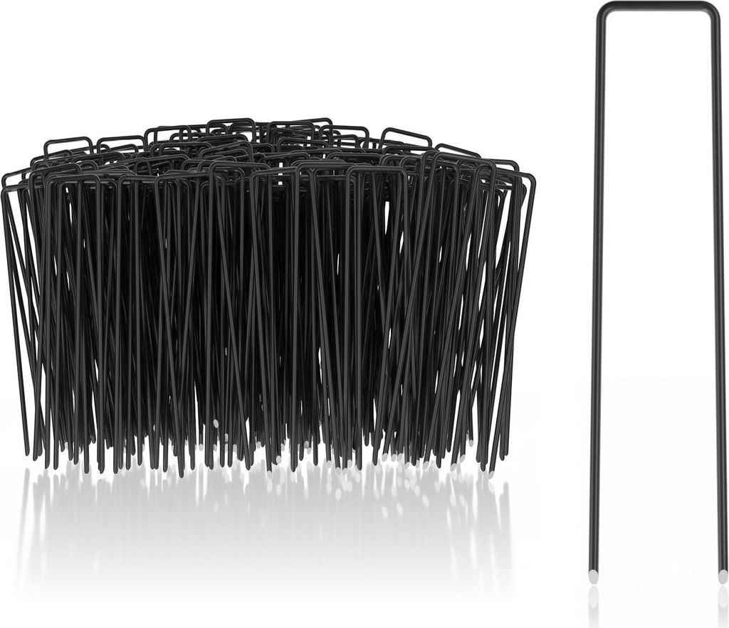 com-four 250x Erdanker Kohlenstoffstahl - robuste Erdnägel zur Befestigung von Unkrautvlies und Folien - Bodenanker für Garten und Camping - eckig