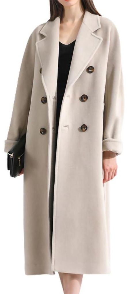 Damen-Trenchcoat, zweireihiger langer Mantel, winddichte Jacke, Strickjacke, Wintermantel, einfarbiger Damenmantel mit Revers, Windjacke, Übergang...