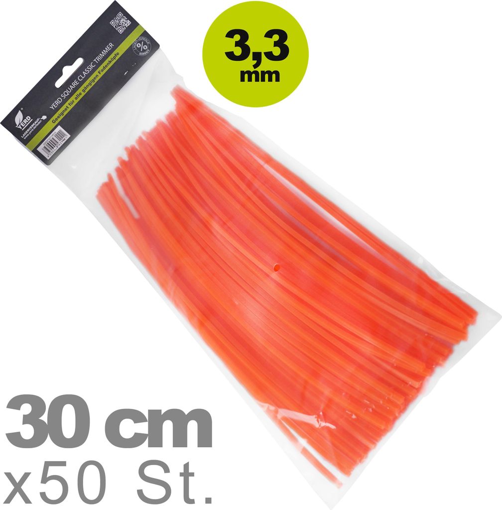 Trimmer Freischneider Faden Kopf 3,3 mm Nylon Schneid Neon Rot 50x 30cm Mähfaden
