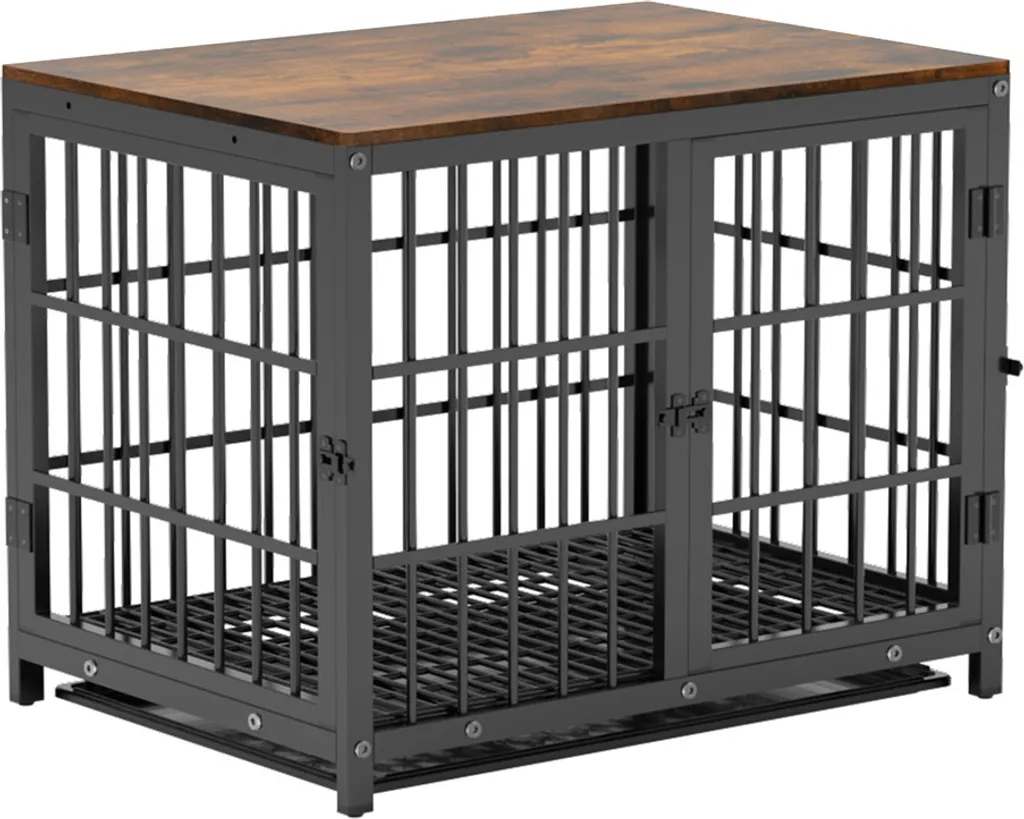 Caisse pour chien table d'appoint en métal et bois, box intérieur M