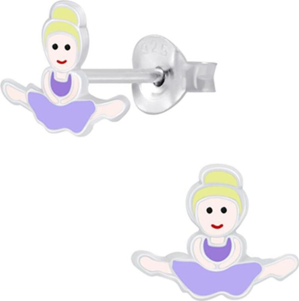 Kinder Ohrringe Silber 925 Ohrstecker Ballerina Lila