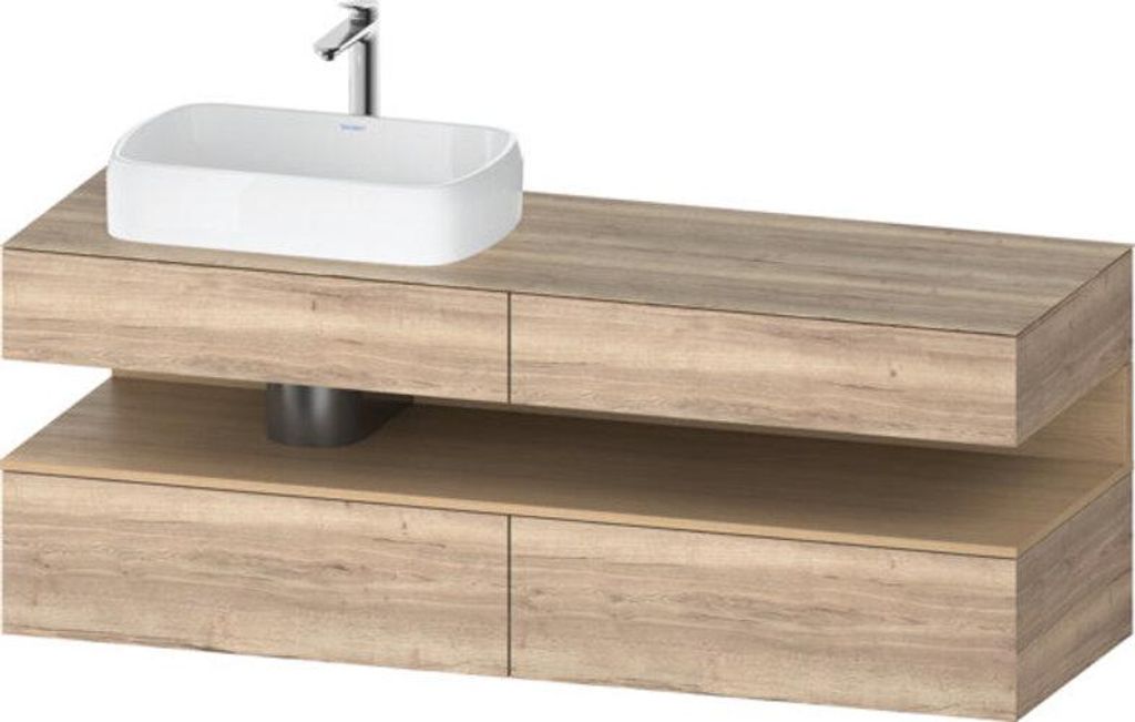 Duravit Collection One Konsolenwaschtischunterbau, 2 Auszüge, 2 Schubkästen, Ausschnitt links, 1600x550x600mm, Nische Eiche Natur, QA4777030550000