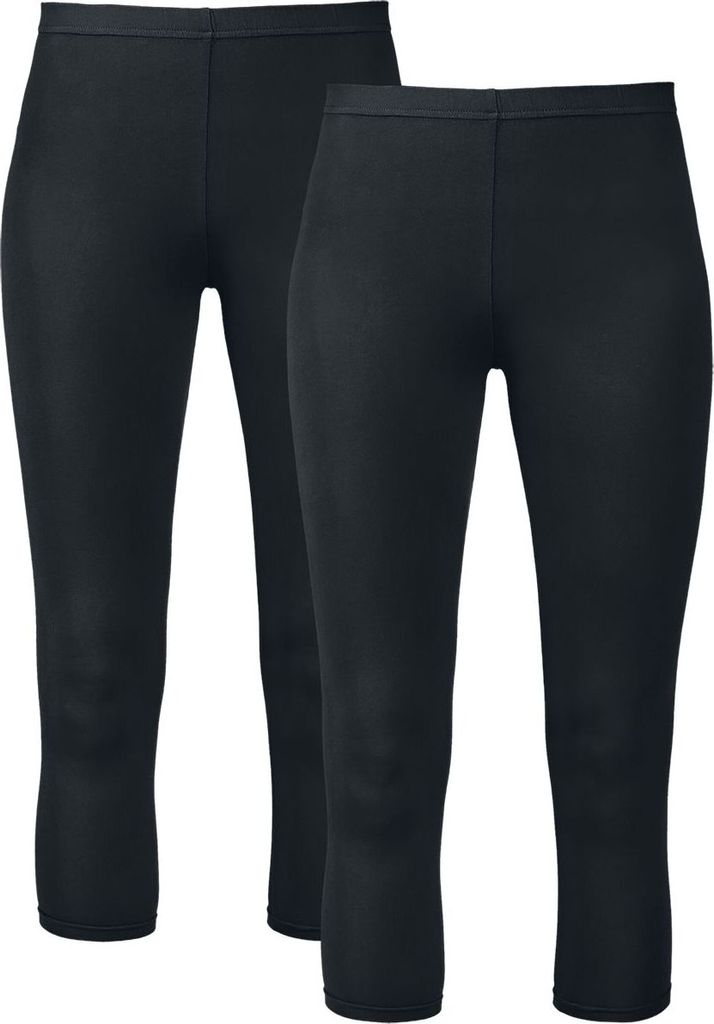 RED by EMP Damen schwarze 7/8 Leggings im Doppelpack aus angenehm weichem Stoff L