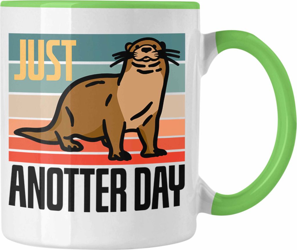 Trendation - Lustige Otter Tasse Geschenk für Tierliebhaber "Just Anotter Day" (Grün)