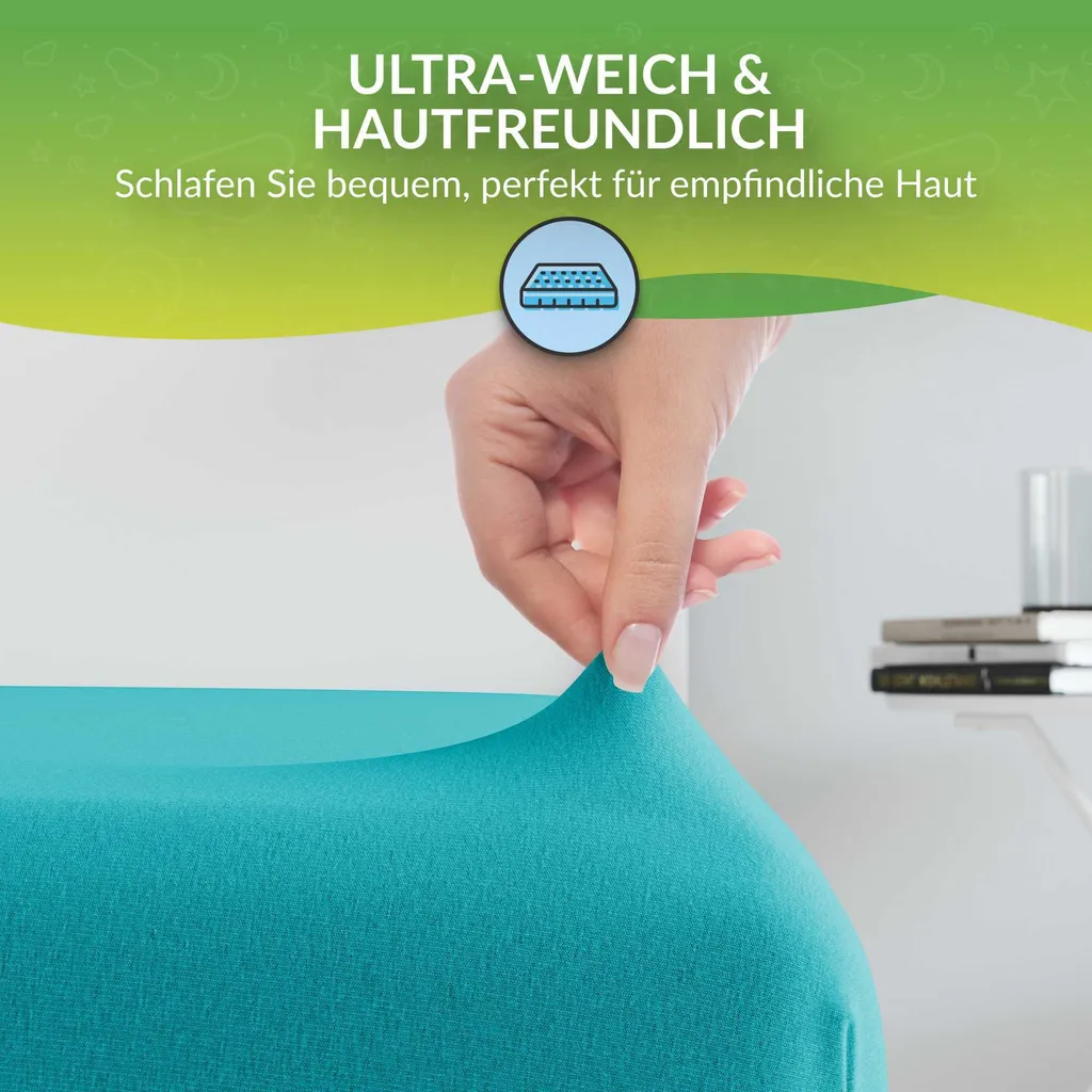Offerta Set 2 Lenzuola ETÉREA Jersey Cotone 200x200 Ocean - 3