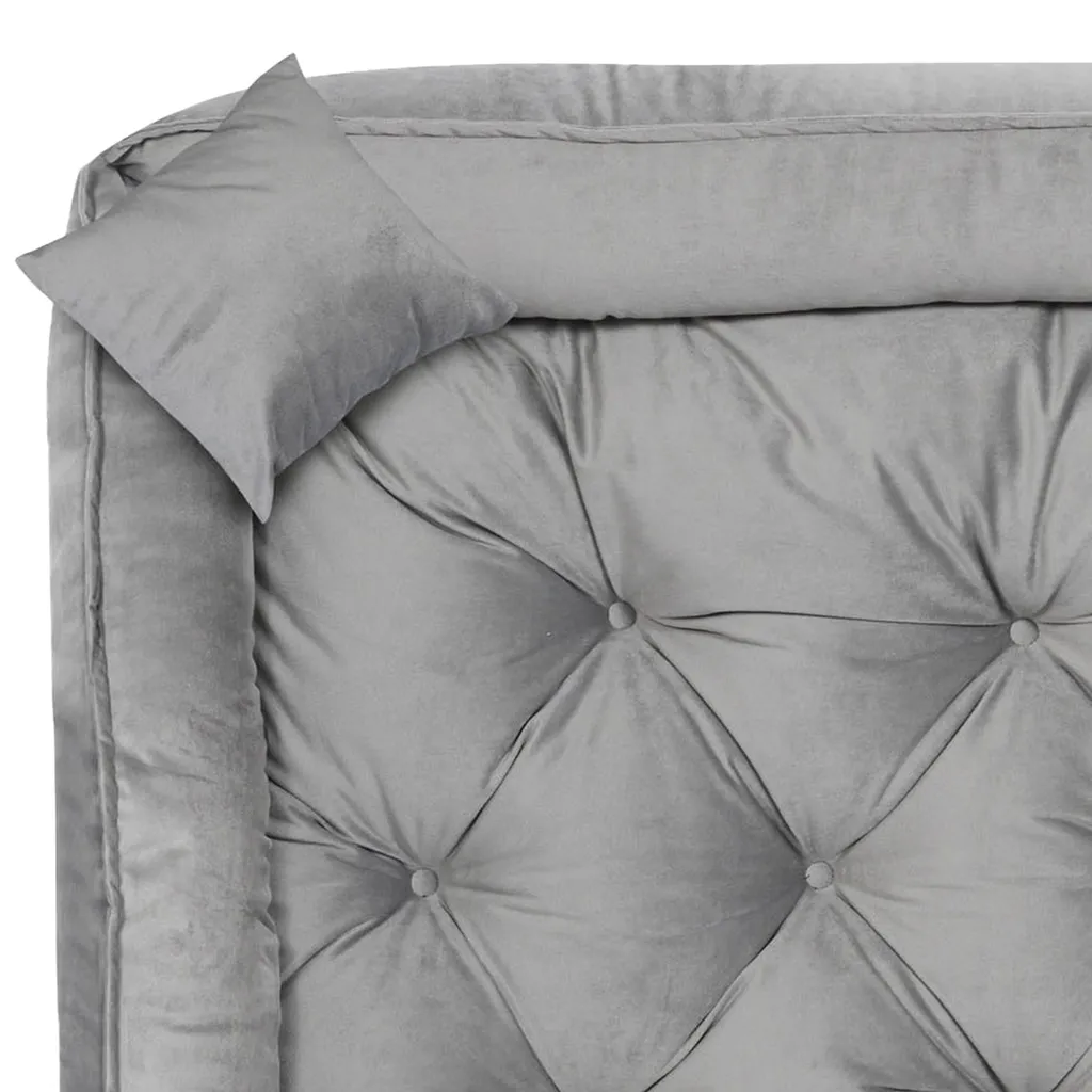 Lit pour chien en velours doux gris avec oreiller de couchage