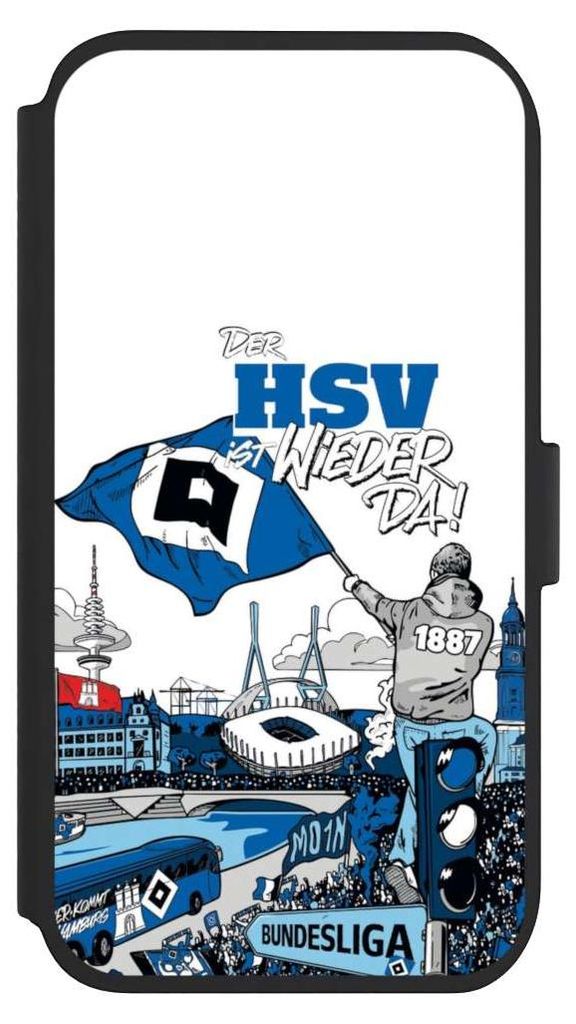 NIVOCASE Klapphülle für Apple iPhone 11 Handyhülle aus Kunst Leder NIVOflip schwarz Aufstieg Hamburger SV Offizielles Lizenzprodukt