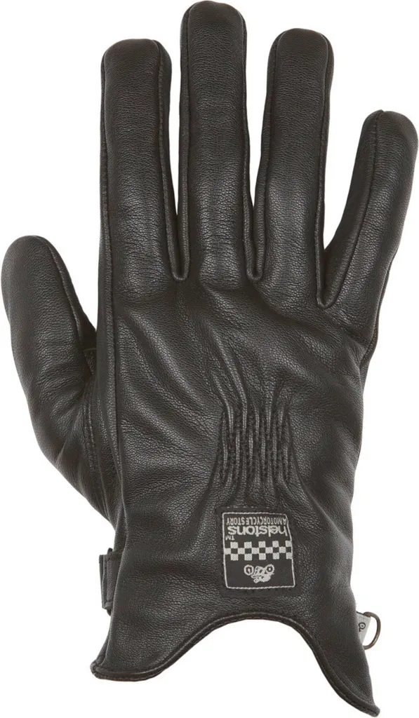 Gants de moto vintage Helstons Condor Noir XL en cuir pleine fleur souple