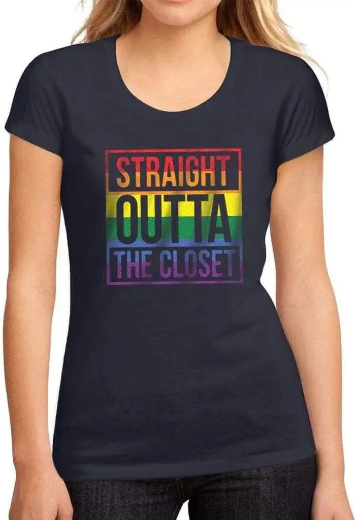 Damen Grafik T-Shirt Lgbt direkt aus dem Kleiderschrank – Lgbt Straight Outta The Closet – Öko-Verantwortlich Vintage Jahrgang Kurzarm Lustige...