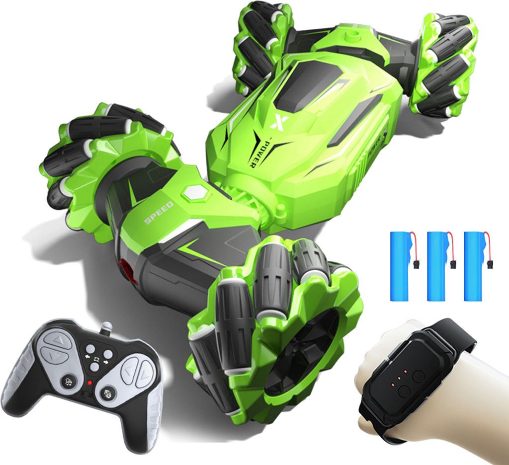 Ferngesteuertes Auto fuer Kinder, 2,4 G 4WD Stunt-Gelaendewagen mit Gestenerkennung, verdrehtes Spielzeug mit leichter Musik, 3 Batterien, Geschenk...