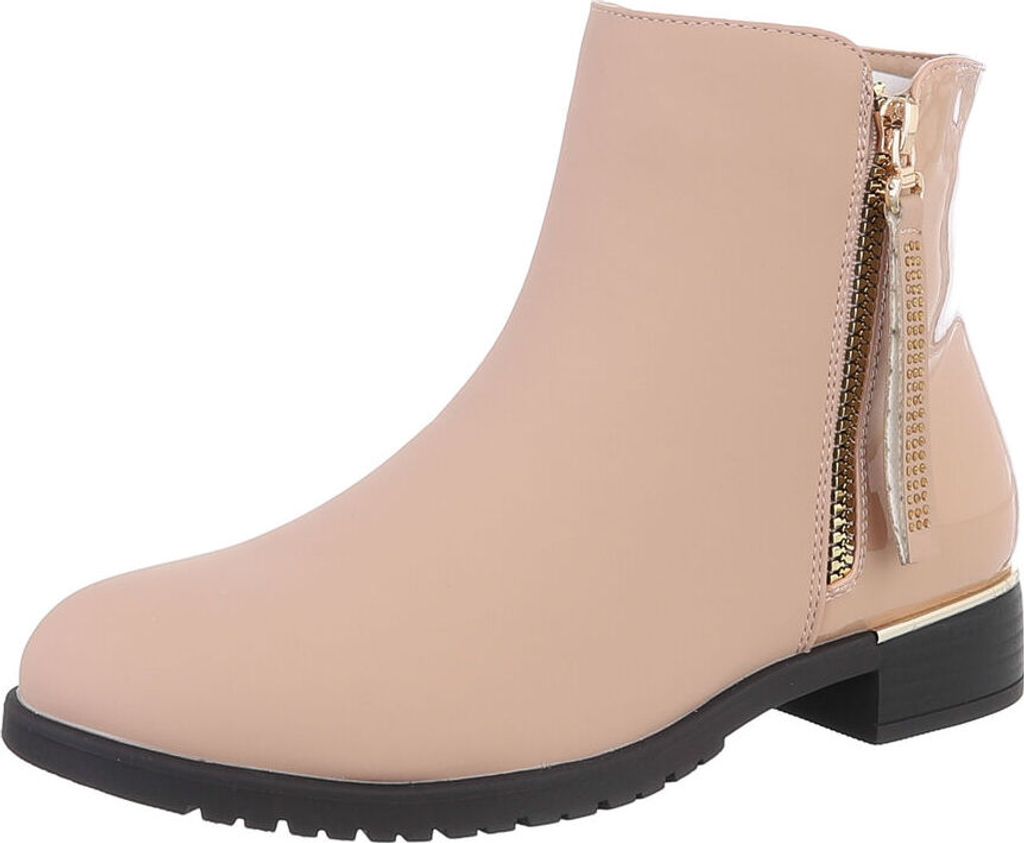 Ital-Design Damen Stiefeletten Leicht gefüttert , Lederoptik Flache Stiefeletten 87417736 Beige Gr. 38