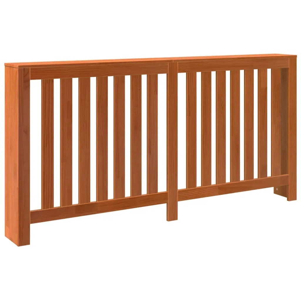 Cache-radiateur en bois massif de pin ciré marron - 169x19x84 cm
