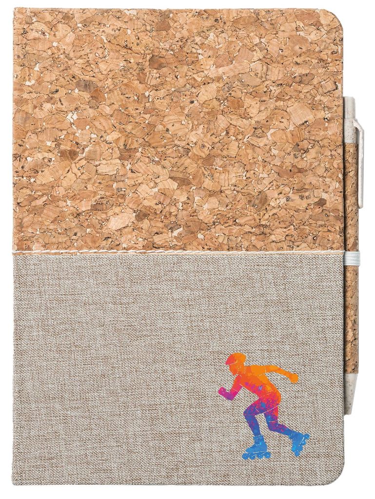 Huuraa Notizbuch A5 Inline Skating bunte Silhouette 80 Blatt inkl. Kugelschreiber Tagebuch Geschenkidee