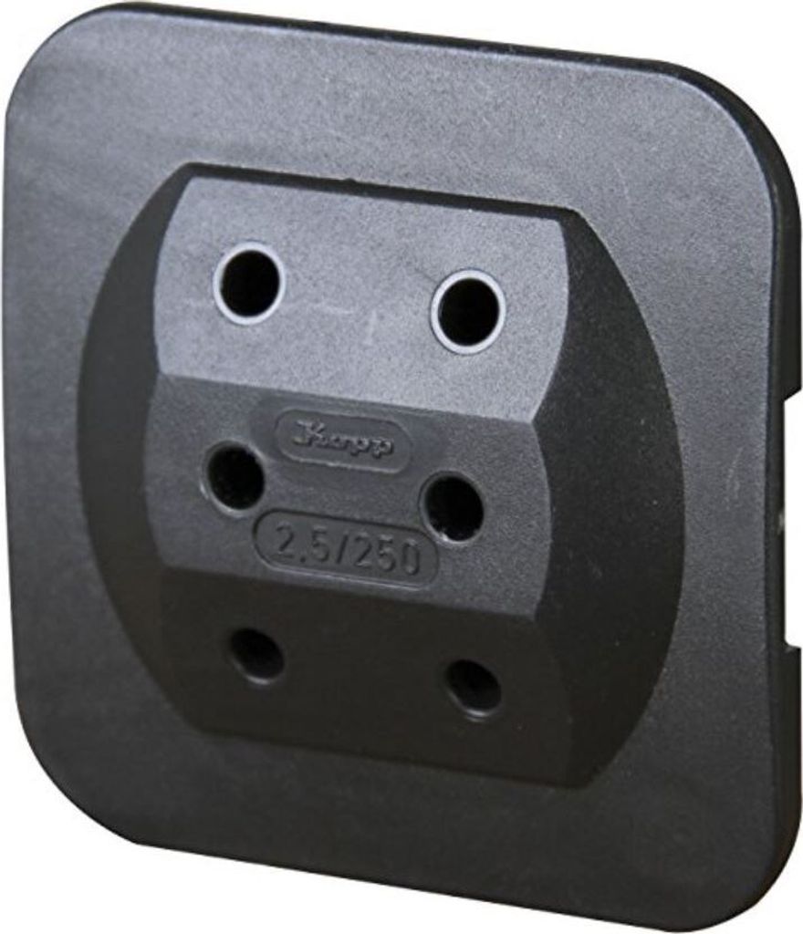 Kopp Steckdosenadapter Euro 3-fach, extra flach, schwarz Produktbild 
