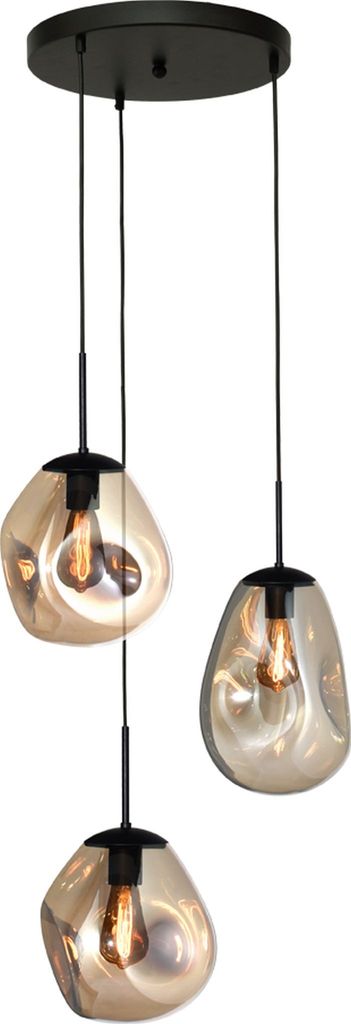 masterlight Pendelleuchte Lava 3-flammig Glas Gold 40x40cm