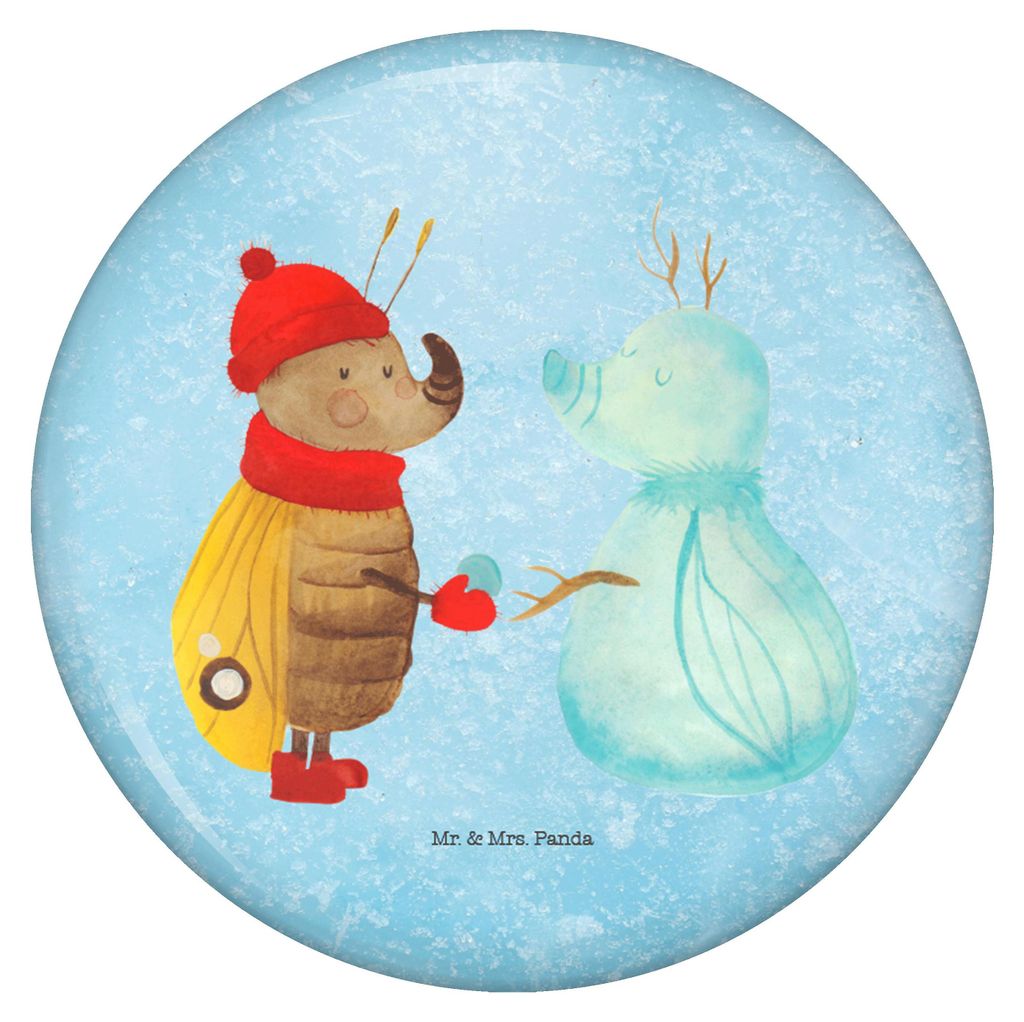 Mr. & Mrs. Panda Button Nachtfalter Schneemann - Eisblau - Geschenk, Badge, Plakette, Weihnachten, Anstecker Pin, Winterzeit, Winter, Fun-Button, W...