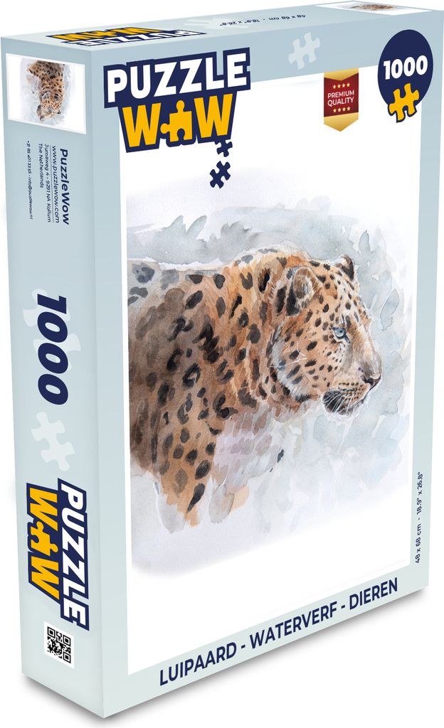 MuchoWow Puzzle 1000 Teile Leopard - Aquarell - Tiere - Spielzeug - Alt und Jung - Spiele - Puzzeln