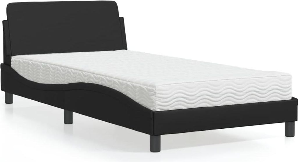 vidaXL Bett mit Matratze "Dover" Schwarz 100x200 cm Kunstleder