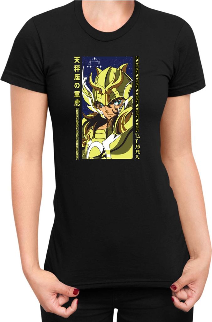 Damen T-Shirt Japan Anime Manga Saint Anime Seiya Libra Libra, Lady XL / Schwarz