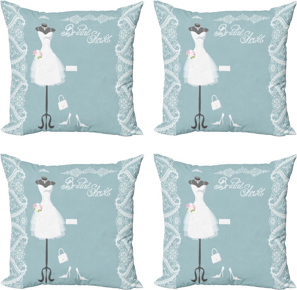 ABAKUHAUS Bridal Shower Kissenbezug Set (4 Stück), Vintage Französisch Bride, Moderner Doppelseitiger Digitaldruck, 45 cm x 45 cm, Baby-Blau und ...