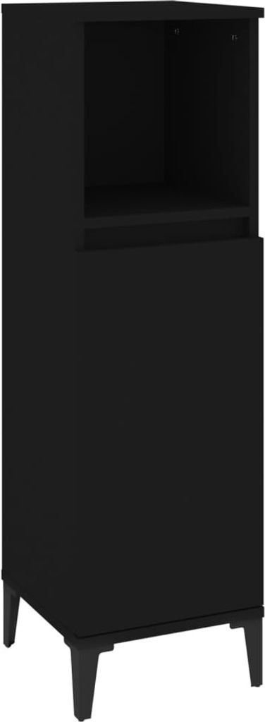 vidaXL Badschrank Schwarz 30x30x100 cm Holzwerkstoff Produktbild 