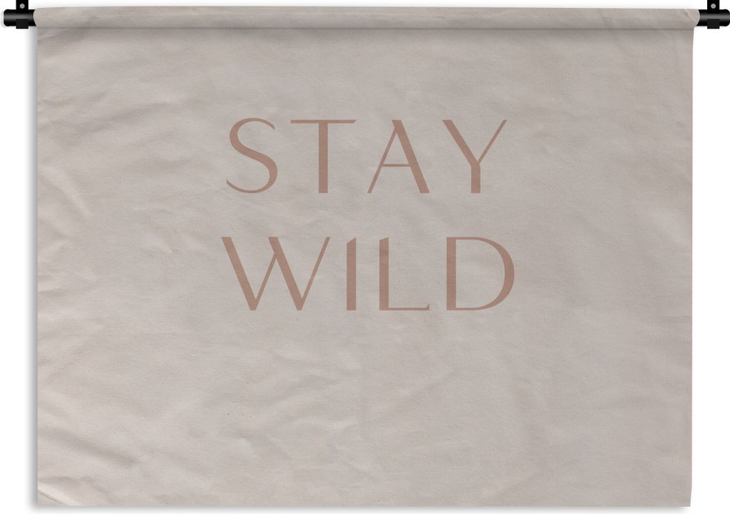 MuchoWow Wandteppich Wandbehang Zitate - Text - Wild bleiben 120x90 cm Tapisserie Dekoration Wandtuch - Wohnen - Aufhänger für die Wand