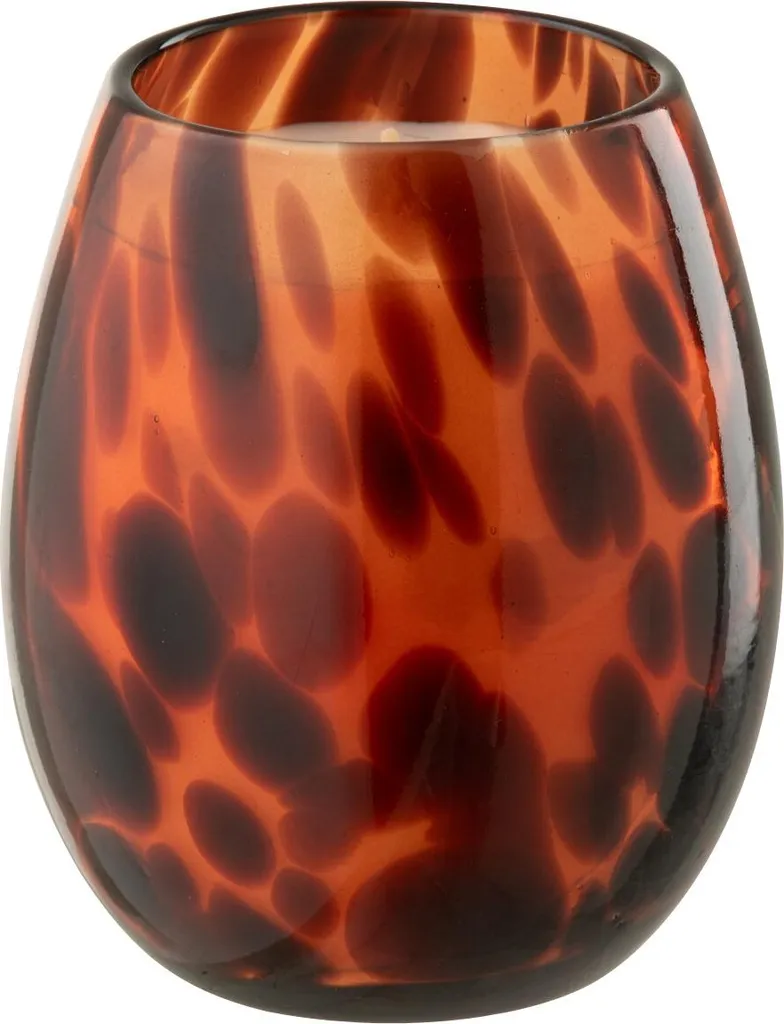 Bougie Mia J-Line en Verre Orange/Noir - Déco sans Encombrement Small