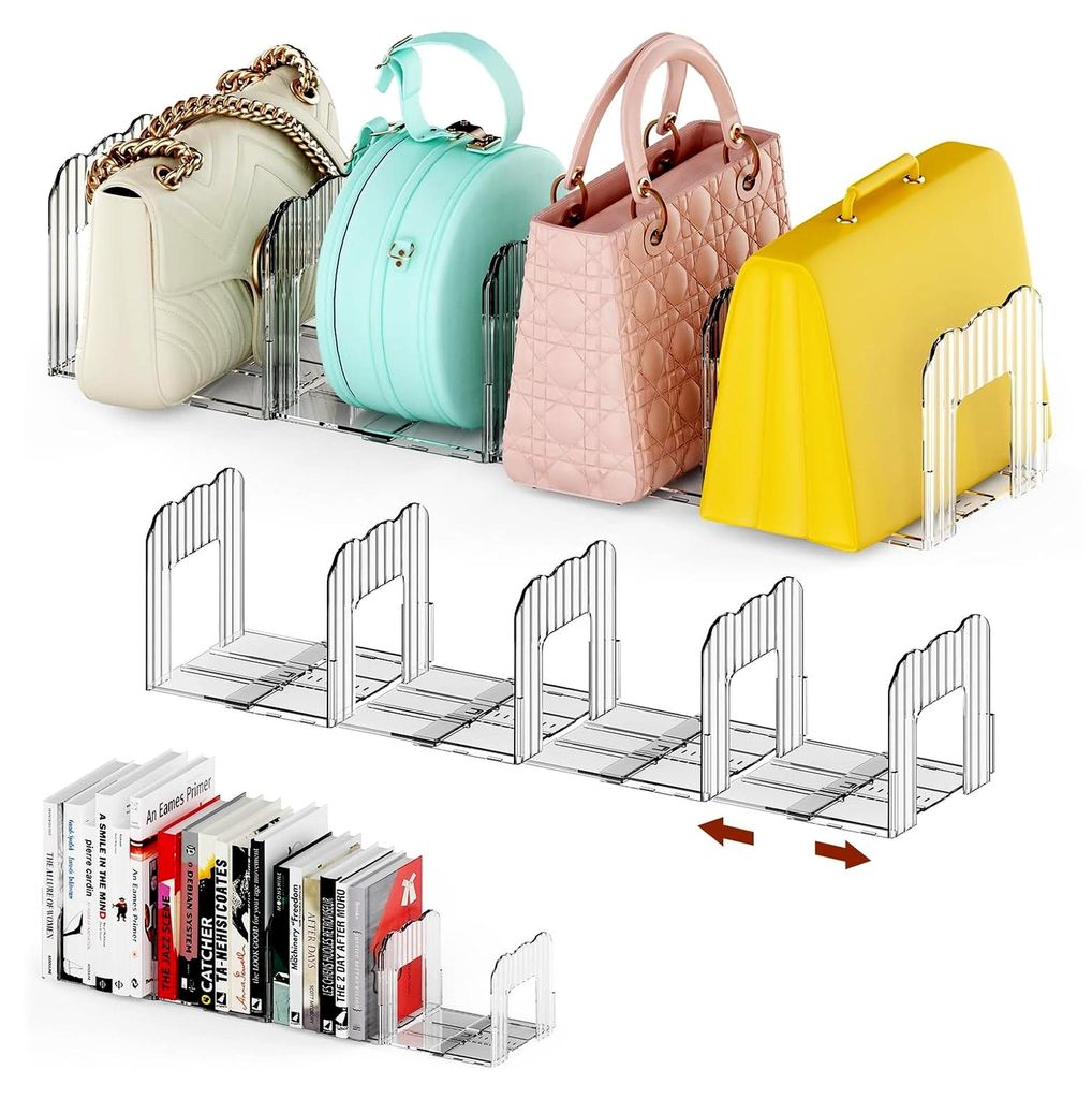 Handtaschen Aufbewahrungstrenner 2er Set, Verstellbare Taschenorganizer für Schränke, Handtaschenorganizer für Regale, Regaltrenner für Bücher...