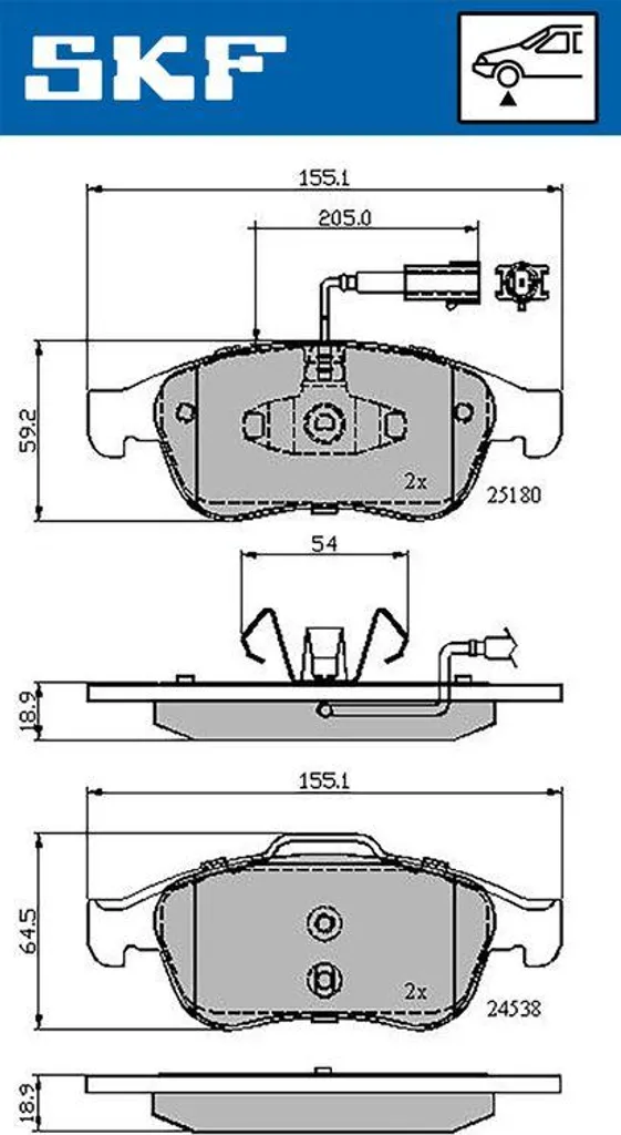 Plaquettes de Frein SKF VKBP 80353 E Entretien Système Freinage Giulietta