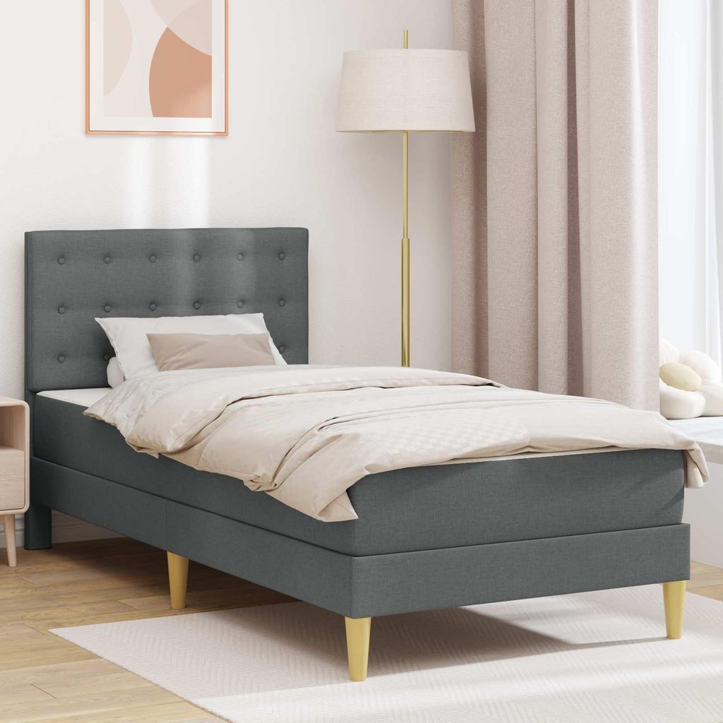 Maison Exclusive - Bettgestell mit Matratze Dunkelgrau 90 x 200 cm Stoff