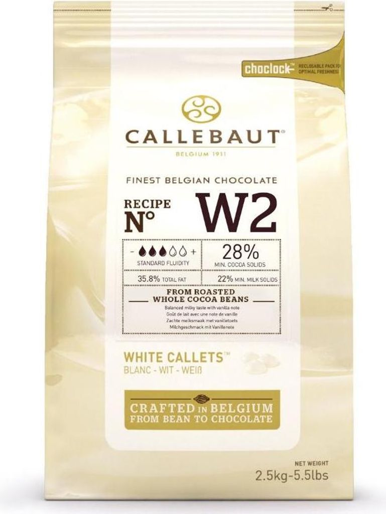 Callebaut W2 čokoládová poleva Callets, bílá čokoláda, 28 % Obrázek produktu 