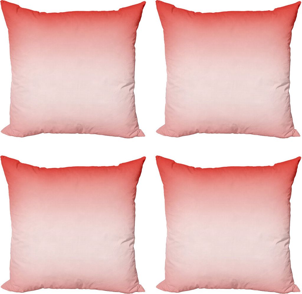 ABAKUHAUS Pfirsich Kissenbezug Set (4 Stück), Abstrakt Ombre Feminine, Moderner Doppelseitiger Digitaldruck, 50 cm x 50 cm, Coral Dunkle Coral