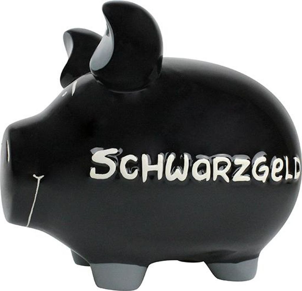 KCG Sparschwein "Schwarzgeld" Keramik Schwarz/Weiß Produktbild 