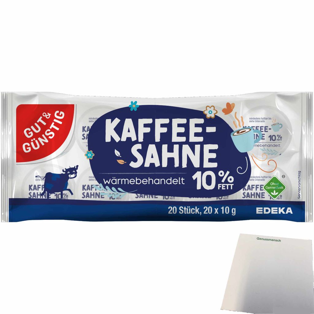 G&G Kaffeesahne 10% Fett ohne Gentechnik (20x10g Portionen) + usy Block