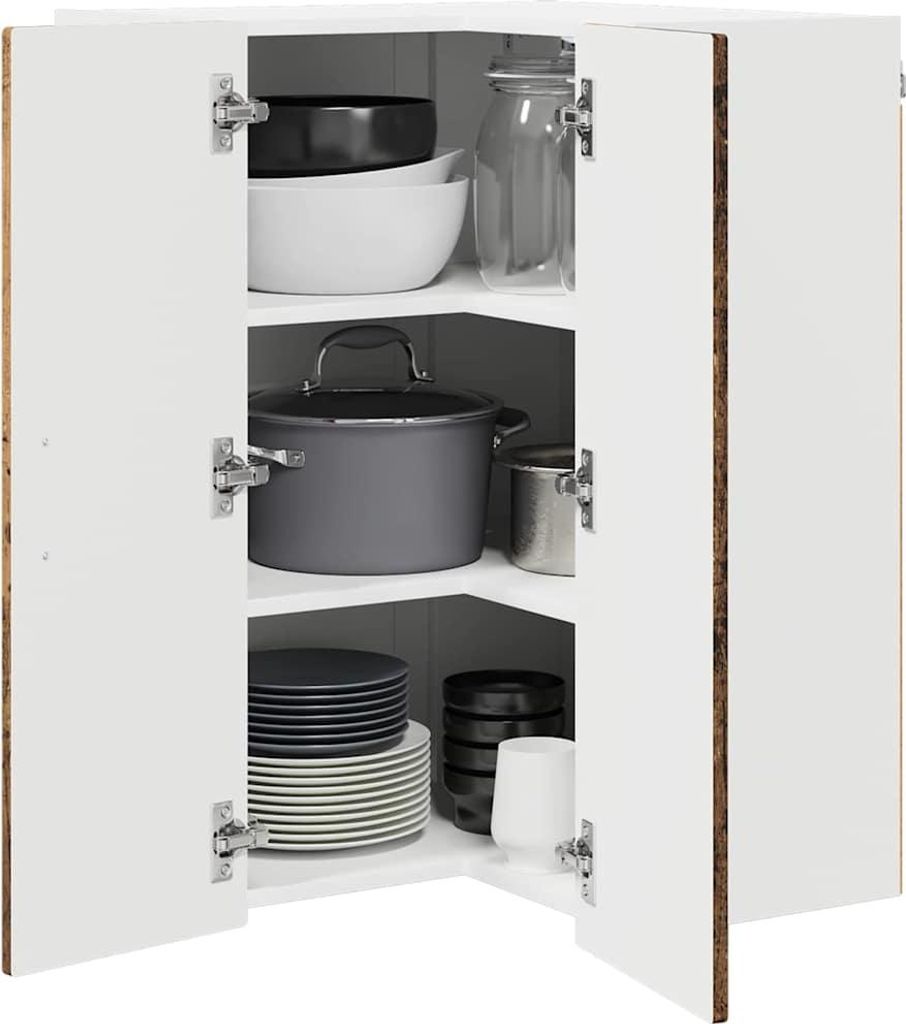 Cloris Designermöbel Küchenschrank mit Regal Altholz 57 x 57 x 80cm Holzwerkstoff - 2026Neu446598 - Küchenschränke