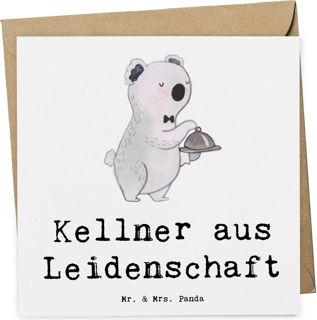 Mr. & Mrs. Panda Grußkarte Kellner Leidenschaft - Weiß - Produktbild 
