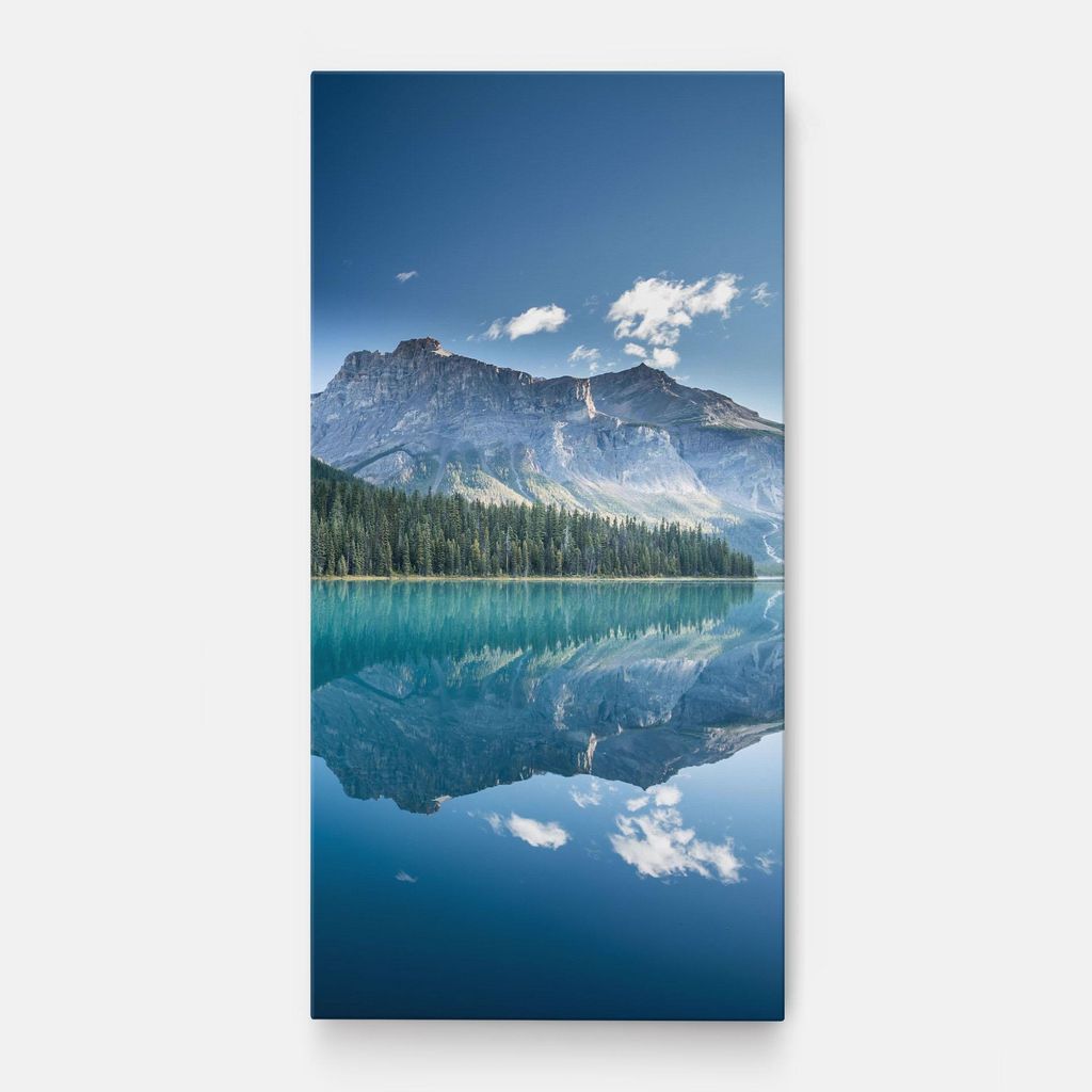 ARTHUB Leinwandbild 50x100 cm, Blue Mountain Lake | Wohnzimmerdekoration, Hängende Bilder, Wanddekoration, Heimdekoration, Landschaften, Seen