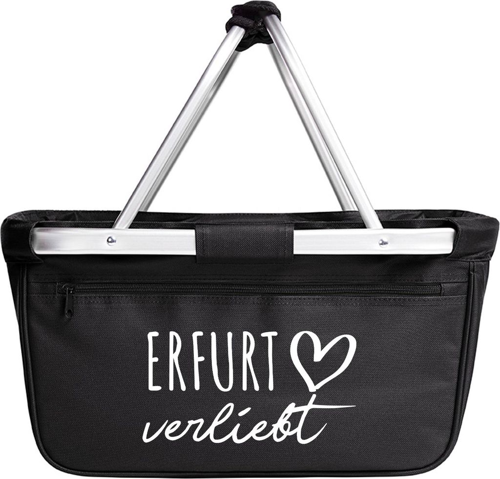 Huuraa Einkaufskorb Erfurt verliebt 20 Liter Black faltbarer Tragekorb Geschenkidee