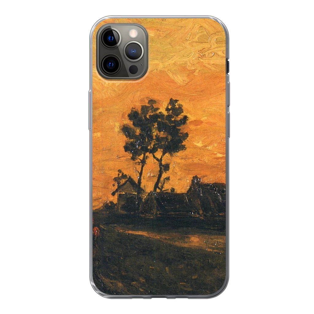 MuchoWow Handyhülle Schutzhülle Hülle für iPhone 12 Pro Max Landschaft bei Sonnenuntergang - Vincent van Gogh Silikon Softcase Handy Hülle -...