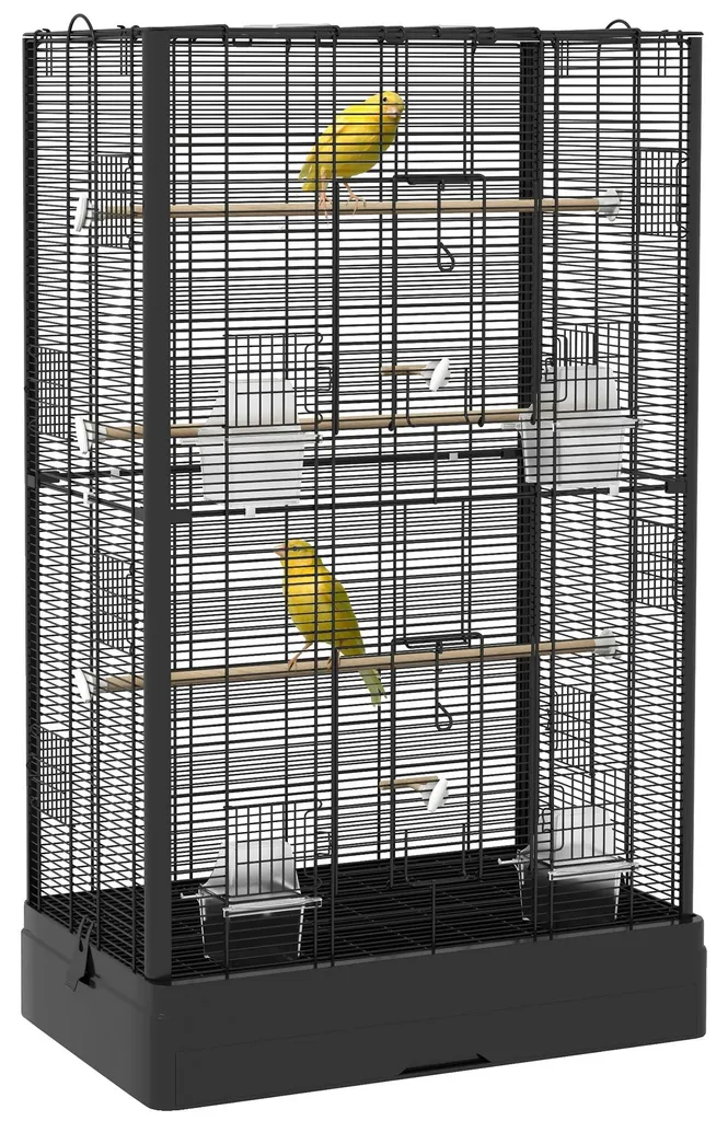Cage à oiseaux en matériau durable noir 98cm - Nettoyage facile - C10