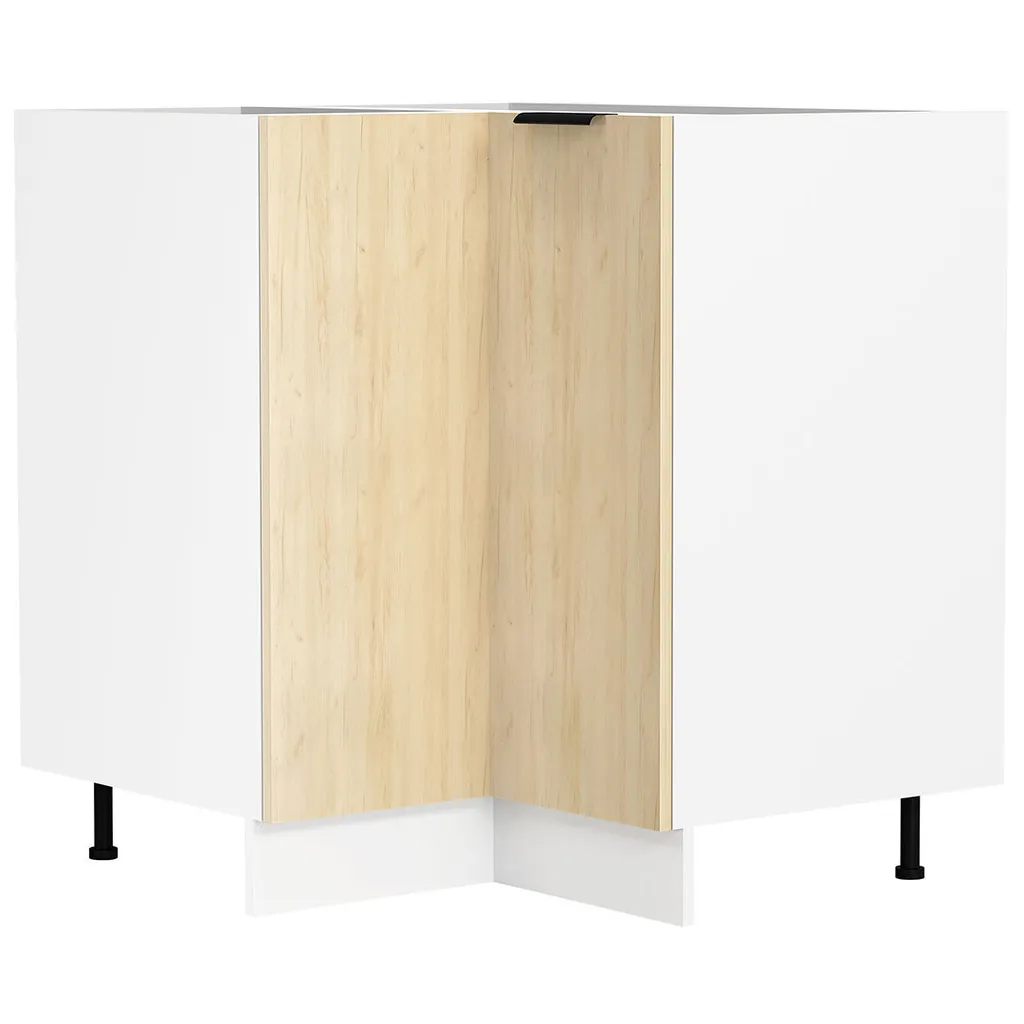 Armadio Base Cucina Fasola Angolare 76x76 cm | Rovere Bianco e Miele