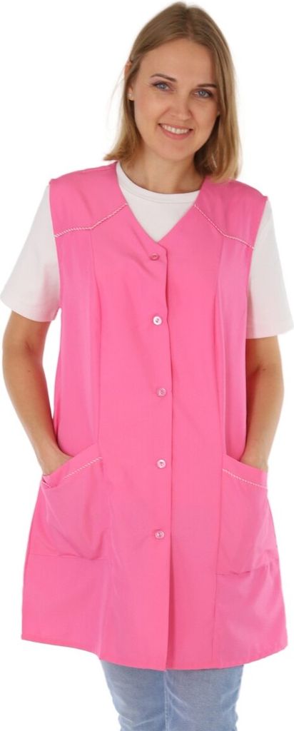 7/8 Kasack kurz einfarbig Schürze ohne Arm , Größe:50, Farbe:rosa