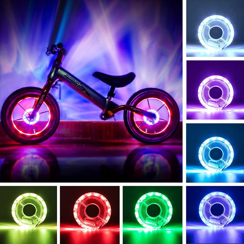 LED Kinder Roller Bike Licht USB wiederaufladbar 7 Farben 18 Modi Wasserdicht DE 