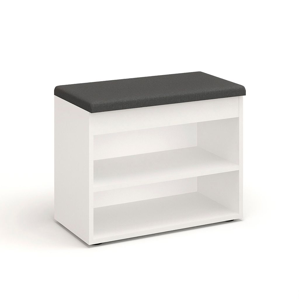 KOMTO Schuhbank mit Sitzfläche - Schuhregal Bank mit Stauraum Kleiner Schuhschrank mit Sitzbank Flur Bank Garderobenbank Sofia 60x48x32 cm Weiß
