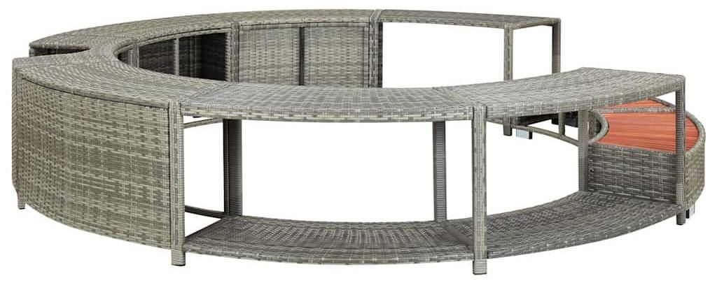 vidaXL Whirlpool-Umrandung Grau Poly Rattan