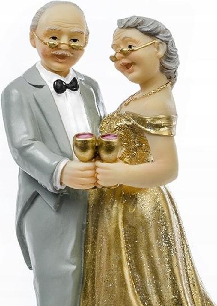 Figurine de gâteau Mariage d'or / Couple de mariés, 12cm Image du produit 
